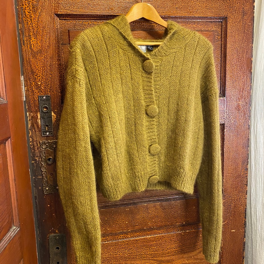 Vintage Olive Green Crop top Mohair Sweater